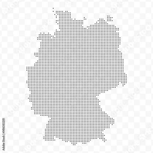 Vector Illustration of Dotted Map of German in black on Transparent Background (PNG). Dotted black map template for website pattern, annual report, infographics.