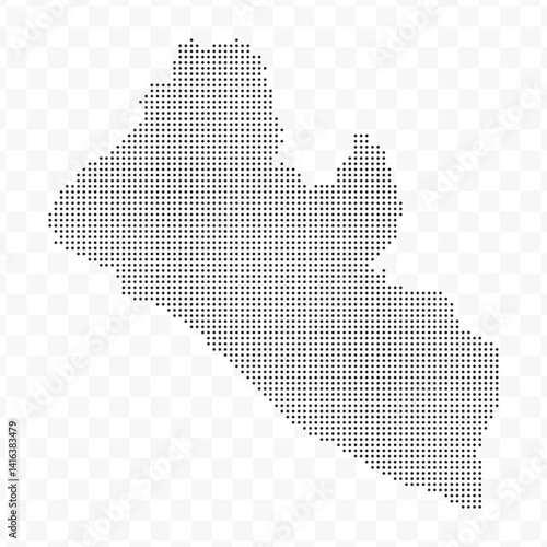 Vector Illustration of Dotted Map of Liberia in black on Transparent Background (PNG). Dotted black map template for website pattern, annual report, infographics.