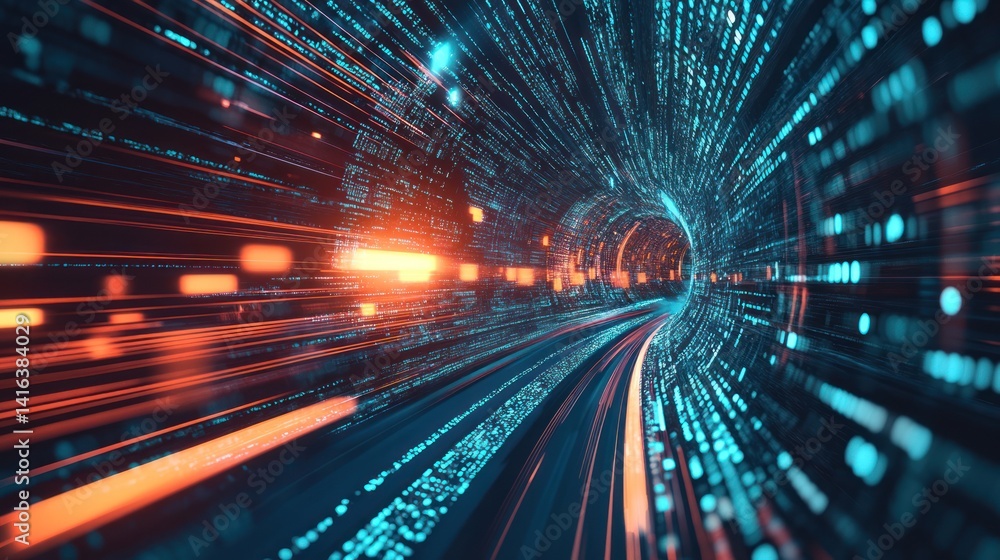 Navigating digital frontiers a vibrant abstract tunnel of information flow Navigating digital frontiers a vibrant abstract tunnel of information flow