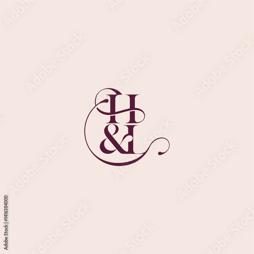 bold serif initial calligraphy wedding concept monogram letter elegant and luxury concept HL