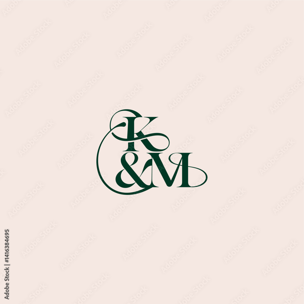 bold serif initial calligraphy wedding concept monogram letter elegant and luxury concept KM bold serif initial calligraphy wedding concept monogram letter elegant and luxury concept KM