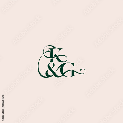 bold serif initial calligraphy wedding concept monogram letter elegant and luxury concept KG