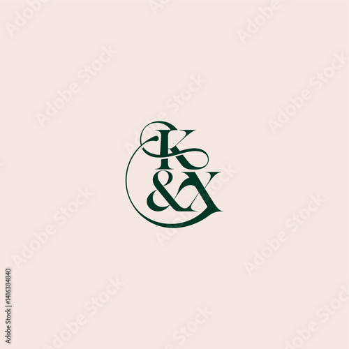 bold serif initial calligraphy wedding concept monogram letter elegant and luxury concept KX
