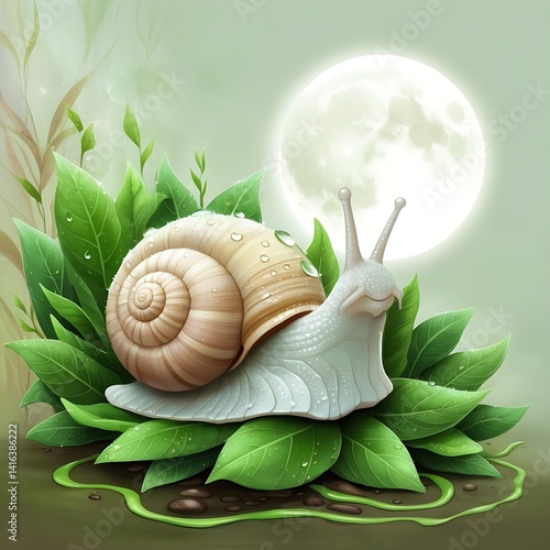 snail on leaf generative ai
