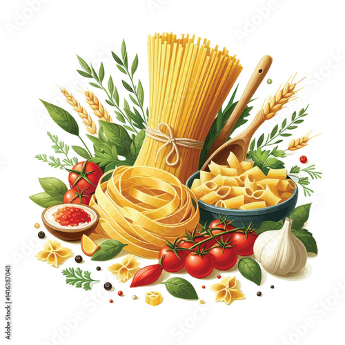 Abstract and artistic vector file of spaghetti 
