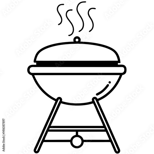 Line art vector silhouette of a barbecue grill,