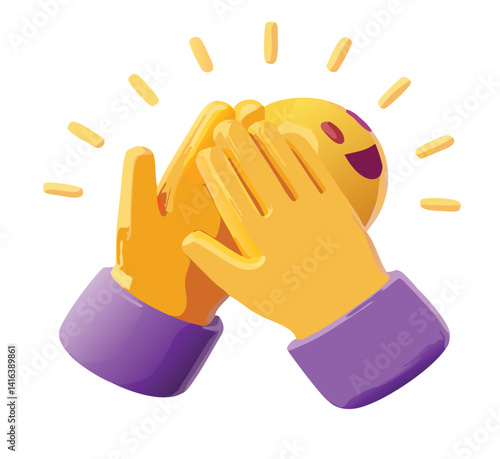 Happy hands giving high five cheerful emoji success teamwork collaboration