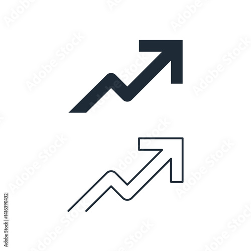 Obraz na płótnie Set of upward movement arrows. Up. Direction, trend.Vector linear icon isolated on white background. w salonie