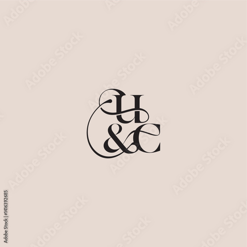 elegant and luxury concept UC wedding concept monogram letter bold serif initial calligraphy