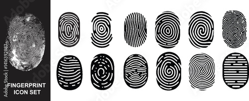 Digital fingerprint, finger print fingerprint lock secure security vector icon.