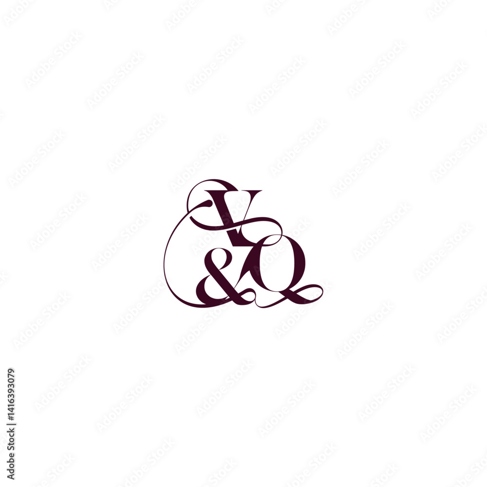 Obraz premium elegant and luxury concept VQ wedding concept monogram letter bold serif initial calligraphy