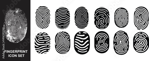 Digital fingerprint, finger print fingerprint lock secure security vector icon.