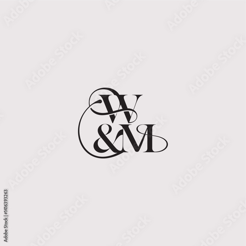 elegant and luxury concept WM wedding concept monogram letter bold serif initial calligraphy
