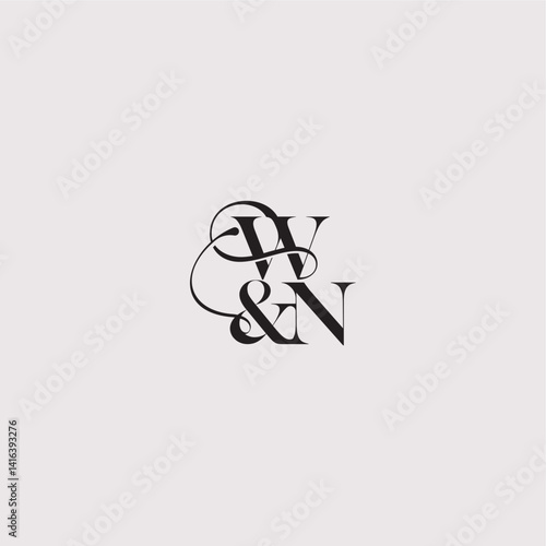 elegant and luxury concept WN wedding concept monogram letter bold serif initial calligraphy