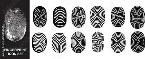 Collection of 12 fingerprints icon.