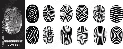 Collection of 12 fingerprints icon.