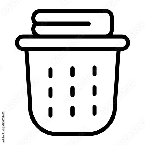 Laundry Hamper Vector Line Icon Design