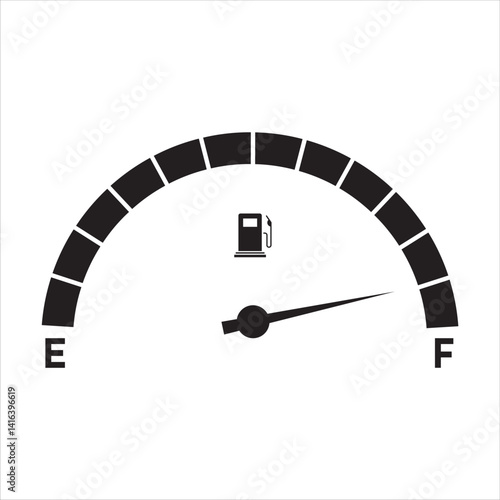Gasoline fuel gauge symbol. Fuel indicator icon. Full and empty fuel tank gauge scale icon isolated on white background.