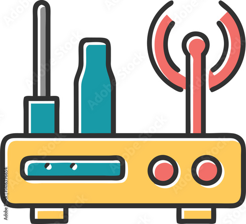 Modern Flat Design of Wireless Internet Router with Transparent Background