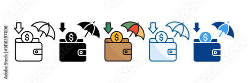 Retirement Income Icon Set Multiple Style Collection