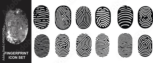 Collection of fingerprint icon set. Biometric icon set vector illustration