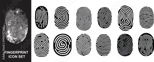 Collection of fingerprint icon set. Biometric icon set vector illustration