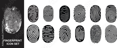 Collection of fingerprint icon set. Biometric icon set vector illustration