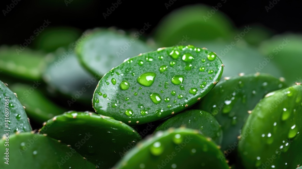 Close-up of succulent leaves covered in water droplets Close-up of succulent leaves covered in water droplets