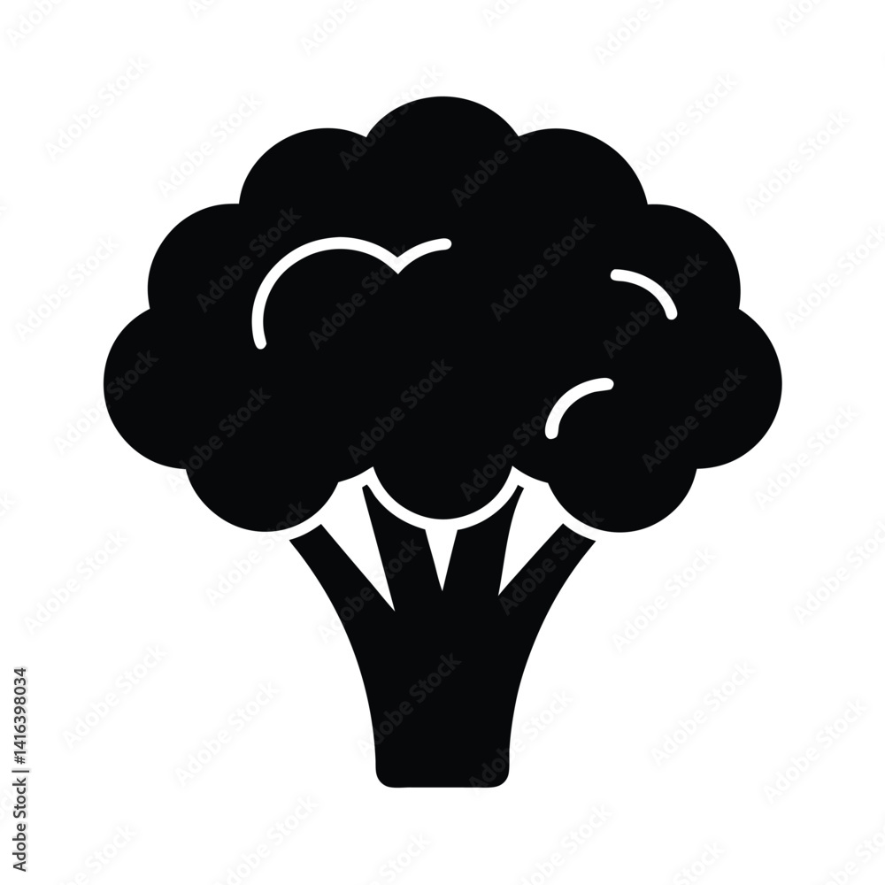 Broccoli Stencil Icon Beautiful Elements Vector Illustration Broccoli Stencil Icon Beautiful Elements Vector Illustration