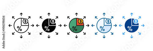 Investment Diversification Icon Set Multiple Style Collection