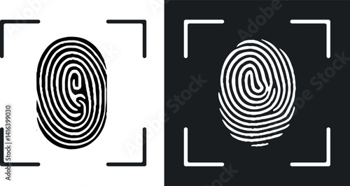 Two black and white fingerprint. vector illustration.