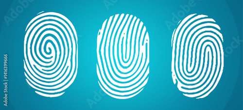 Three white fingerprint set. vector illustration.
