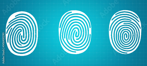 Three white fingerprint set. vector illustration.
