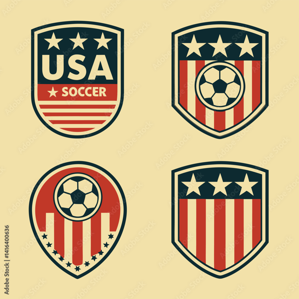 Naklejka premium Retro USA Soccer Badge Collection – Vintage American Football Emblem Set
