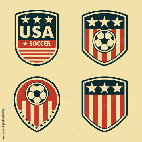 Retro USA Soccer Badge Collection – Vintage American Football Emblem Set

