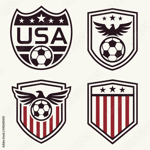 Retro USA Soccer Badge Collection – Vintage American Football Emblem Set

