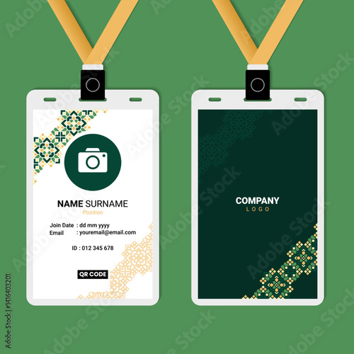 ID Card Design with Oriental Diagonal Geometric Mandala Ornament