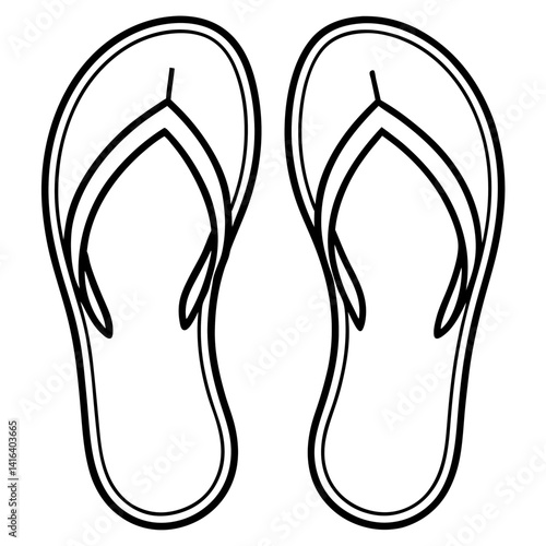 Line art vector silhouette of a pair of flip-flops