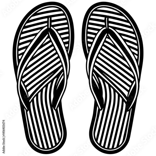 Line art vector silhouette of a pair of flip-flops