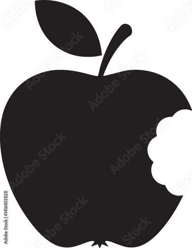 Minimalist Bitten Apple Logo – Black and White Iconic Tech Symbol in Vector Style

