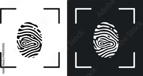 Two biometric icon in thin line outline style and linear vector sign.