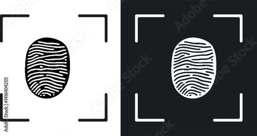 Fingerprint Icon set in black flat style stock illustration. 