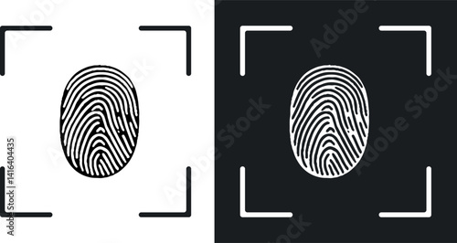 Fingerprint Icon set in black flat style stock illustration. 