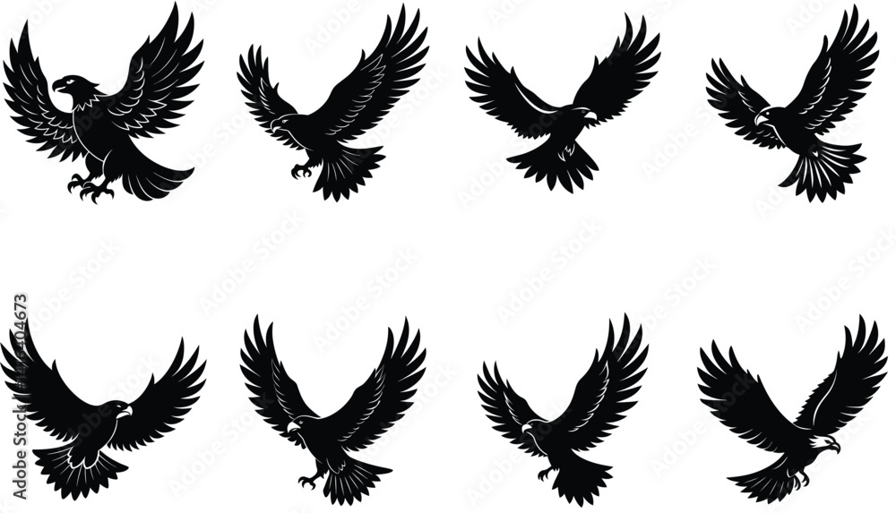 Obraz premium Eagle Vector Silhouetted Bundle Set Collection