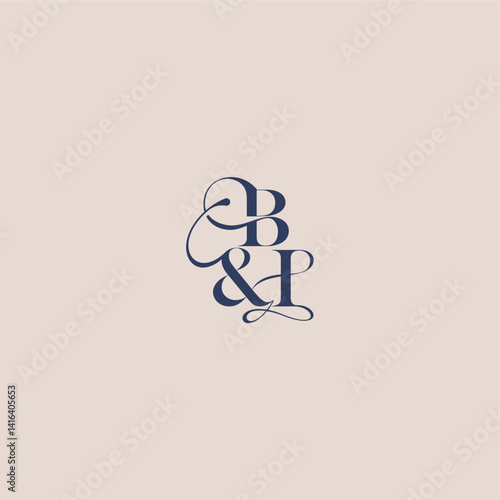 wedding concept monogram elegant and luxury concept BI bold serif initial calligraphy letter