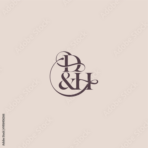 wedding concept monogram elegant and luxury concept DH bold serif initial calligraphy letter