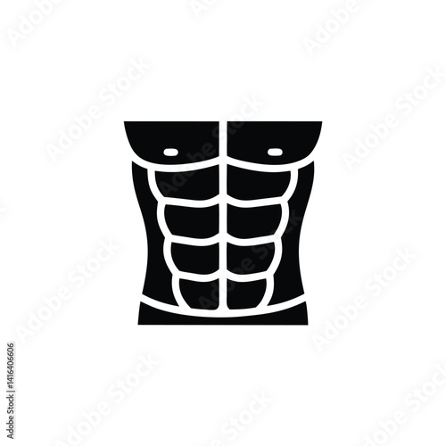 Black Silhouette of Muscular Abdomen with Six Pack and Upper Body Icon