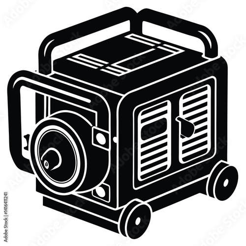 isolated firefighter portable generator on white background