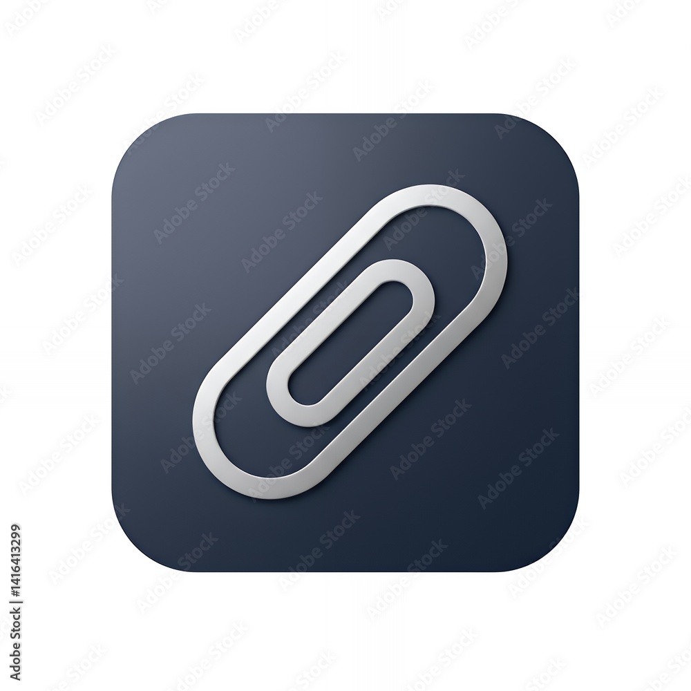 Paperclip Icon on Square Background for File Attachment Paperclip Icon on Square Background for File Attachment