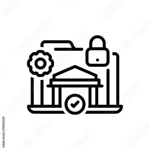 Black line icon for service secure
